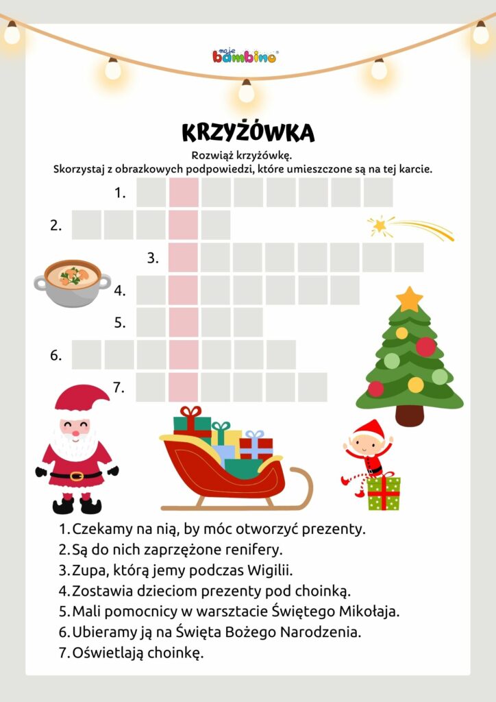Karta pracy krzyżówka świąteczna