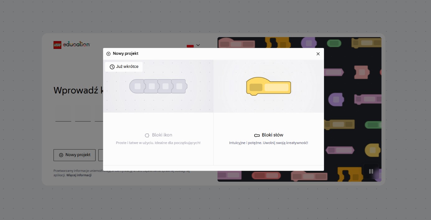 Coding Canvas LEGO® Education Informatyka i AI logowanie