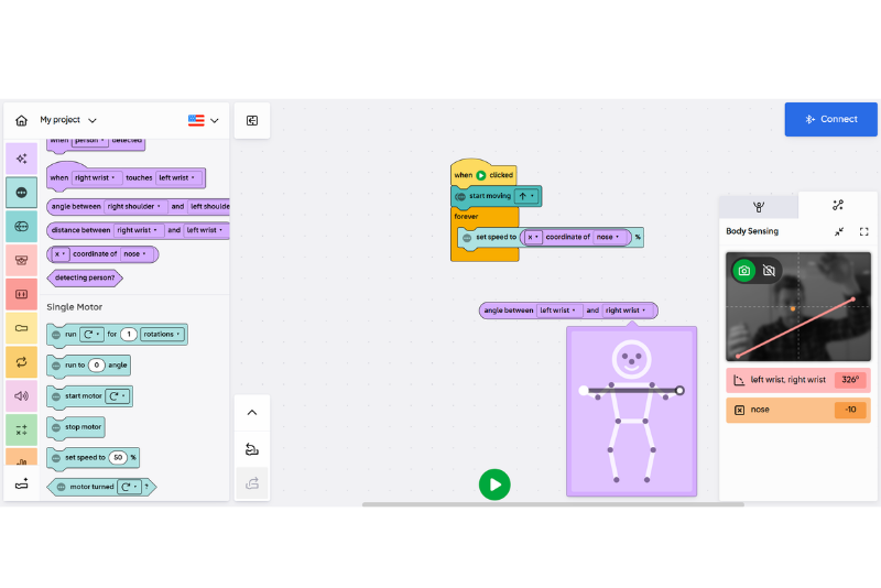 LEGO® Education Informatyka i AI Coding Canvas kalibrowanie ruchów